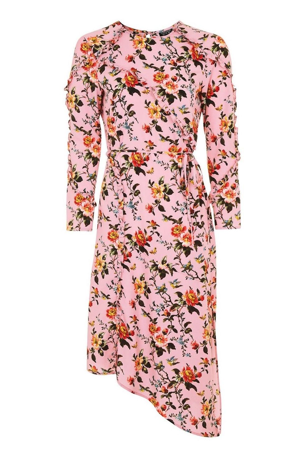 Topshop Floral Ruffle Midi Dress