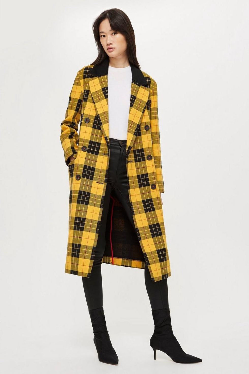 Topshop Yellow Tartan Coat