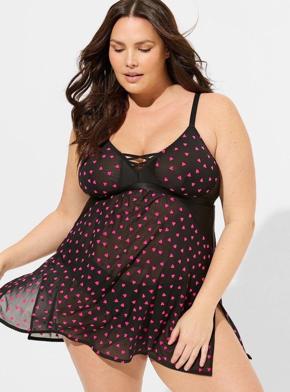 Torrid French Hearts 3 Piece Cup Babydoll Slip