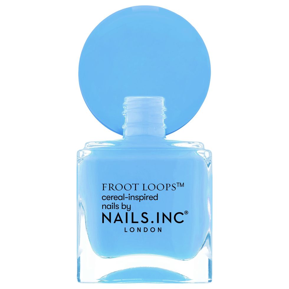 Toucan Sam Approved nails.inc nail polish with froot loops scent