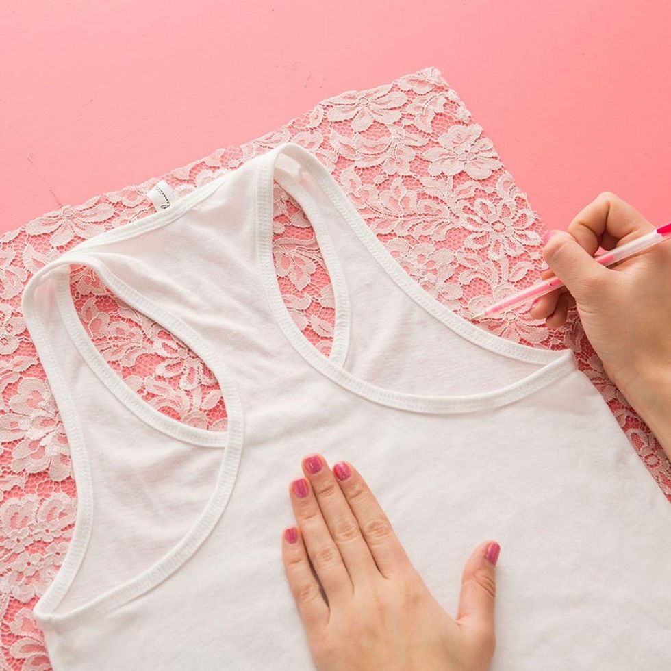 trace tank top onto the lace