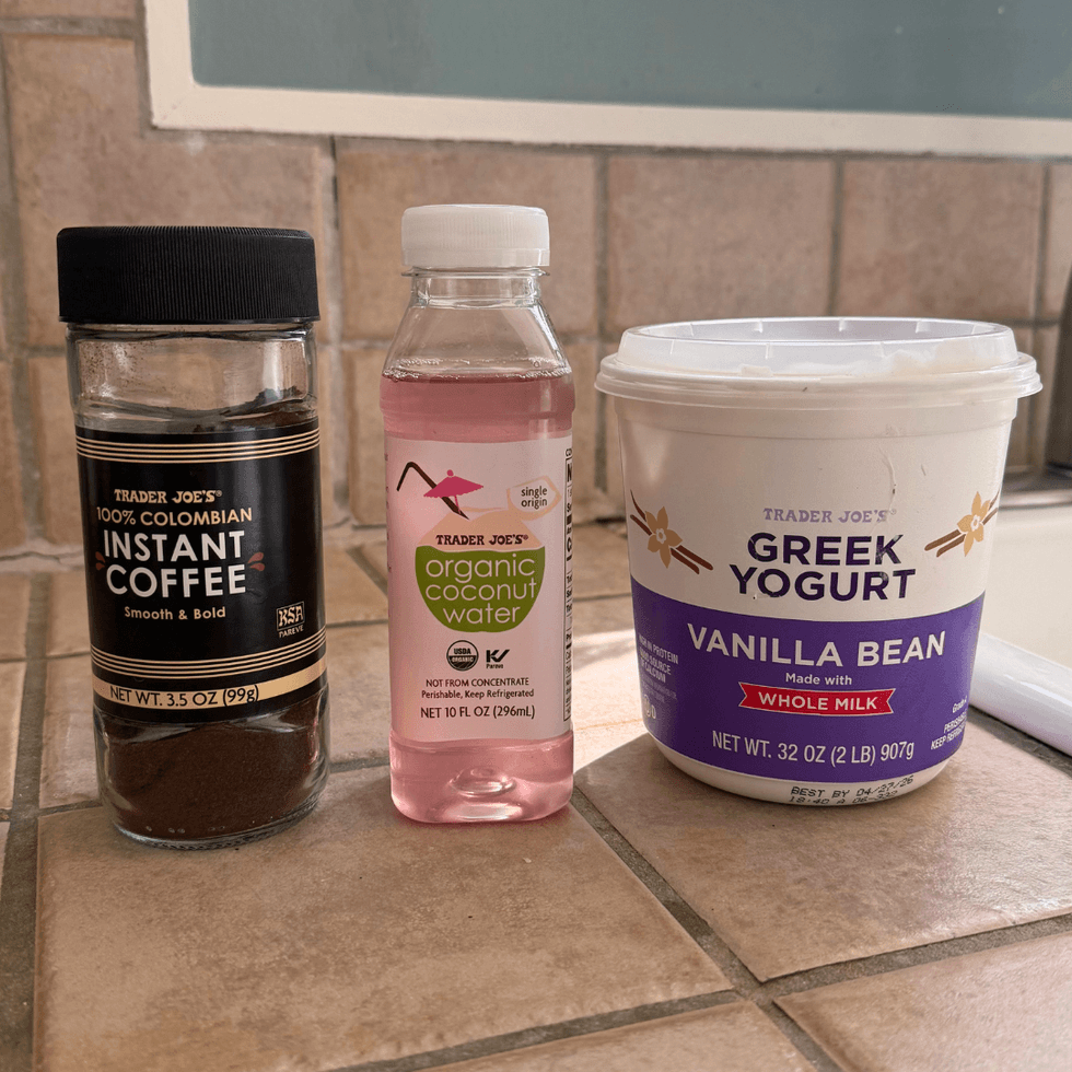 Trader Joe's Instant Coffee, Coconut Water, Vanilla Yogurt