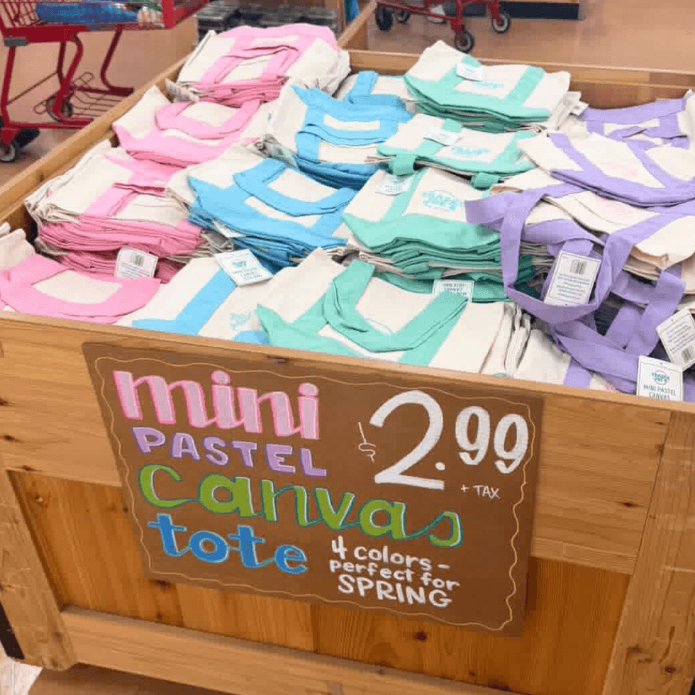 Trader Joe's Pastel Mini Canvas Tote Bags In Stores For $2.99