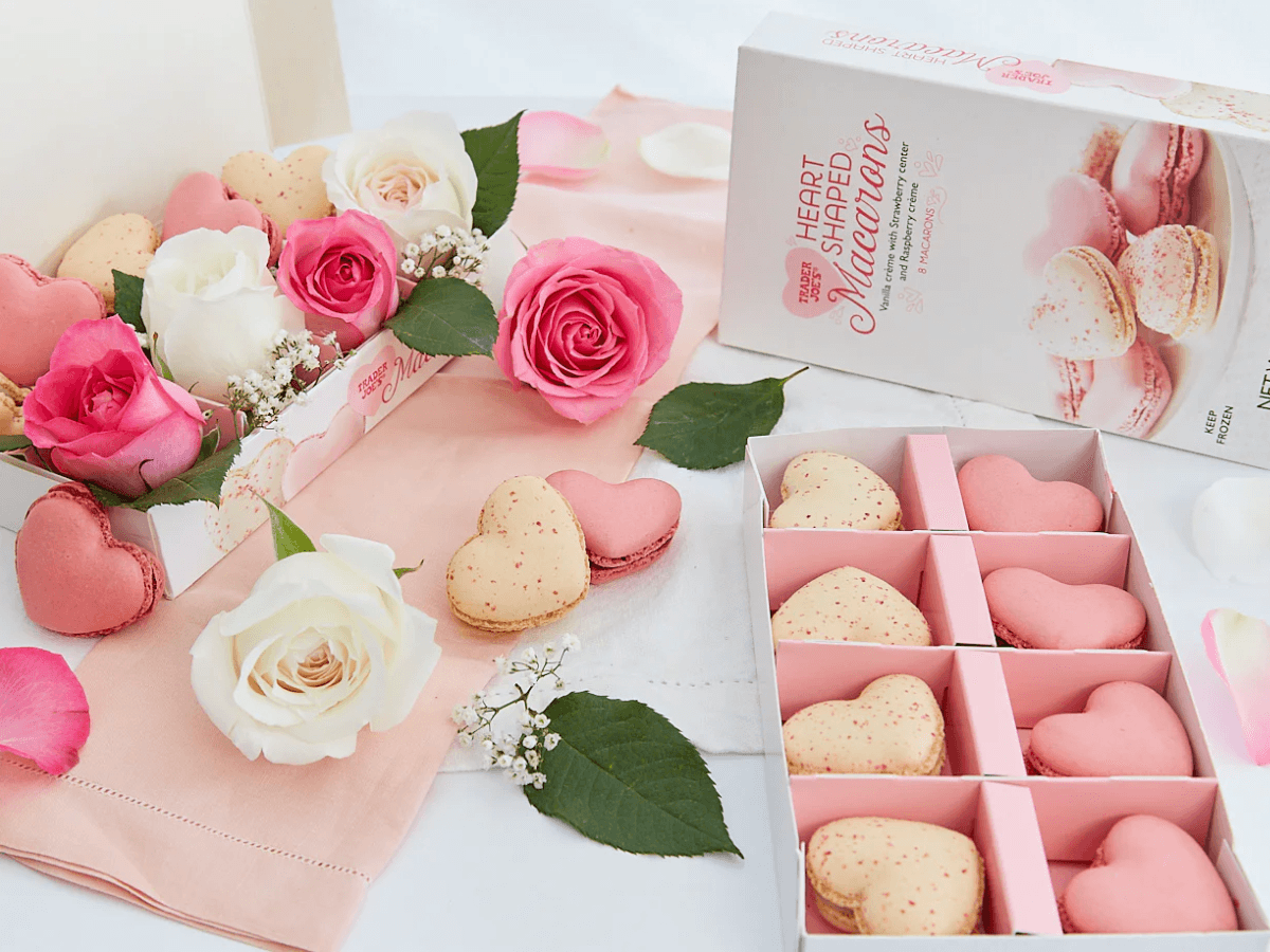 Trader Joe's top Valentine's Day gifts for 2026 include heart-shaped macarons, new spa items like bath fizzers and oil cleansers, and a new mini sheet cake flavor.
