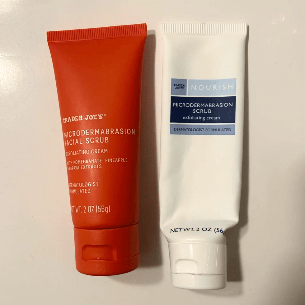 Trader Joe\u2019s Microdermabrasion Facial Scrub New And Old Formula Side-By-Side