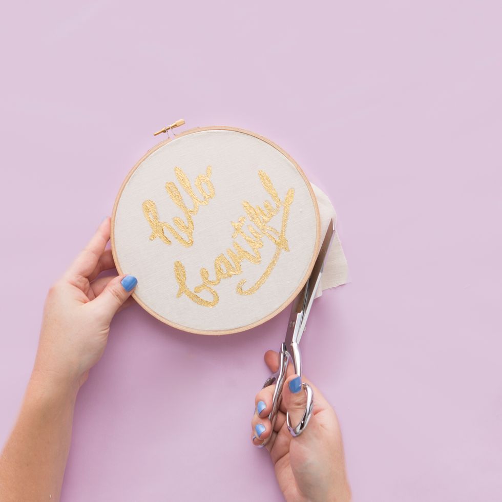 Trim off the excess fabric.