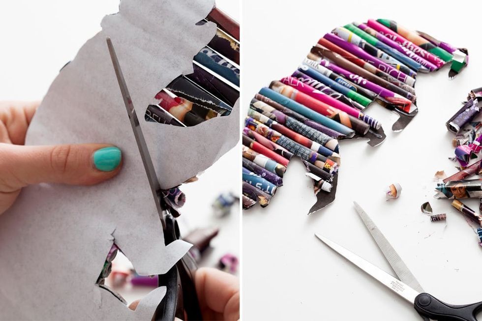 trim the magazine roll edge around your shape