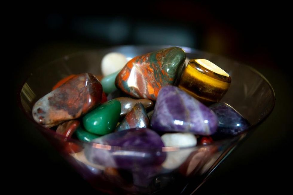 tumbled rocks and gemstones