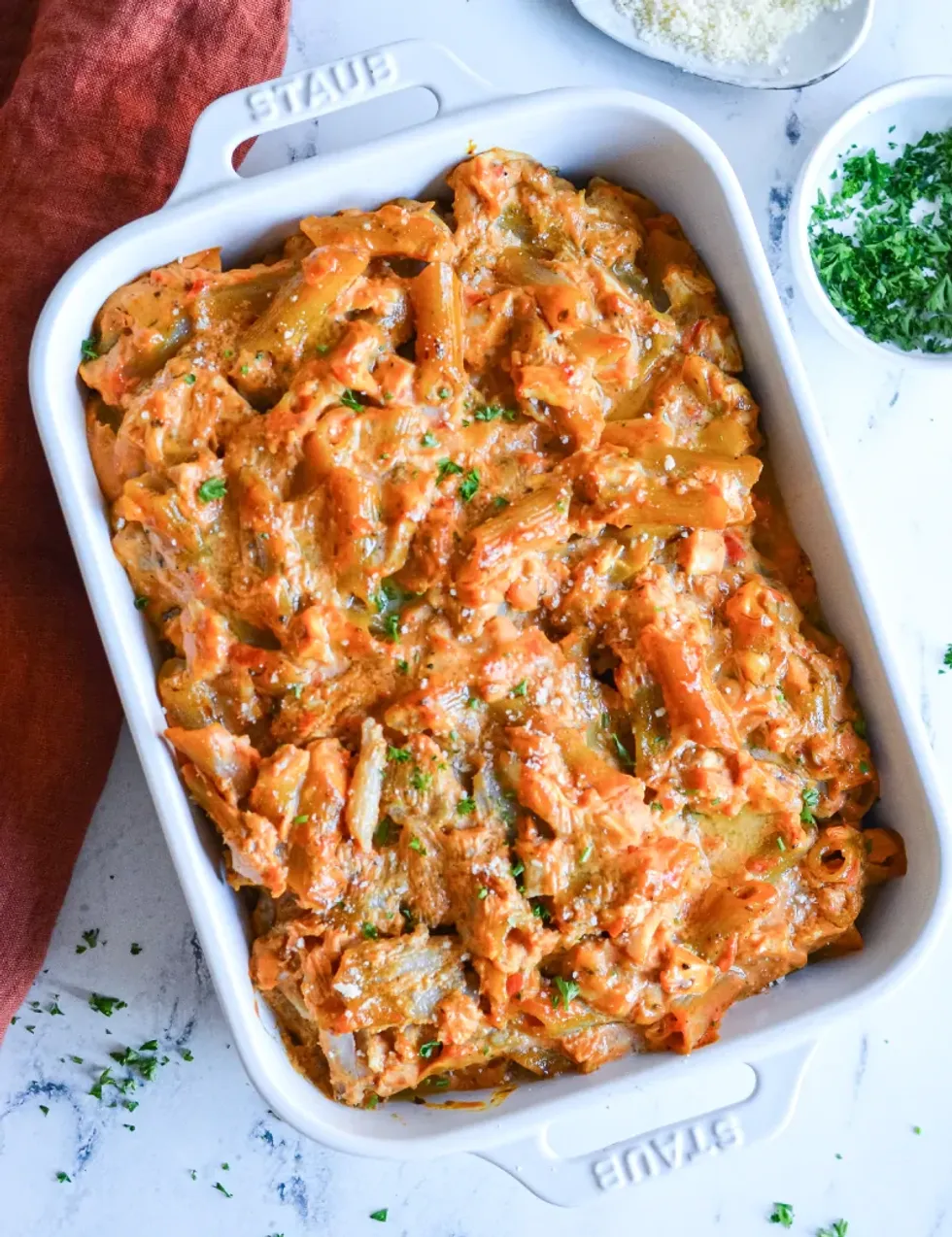 Turkey Casserole with Pumpkin Cream Sauce