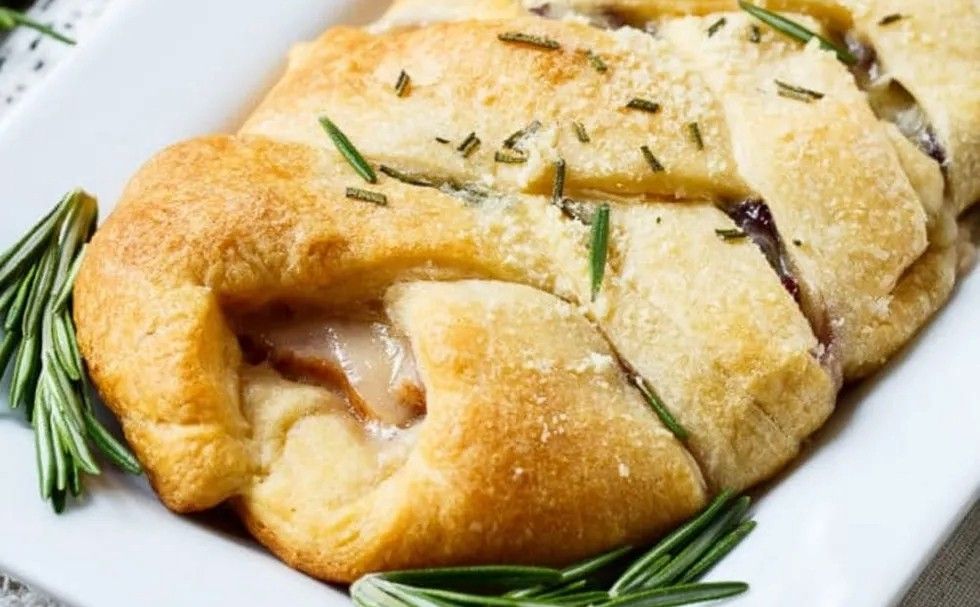 Turkey, Cranberry, and Brie Crescent Braid