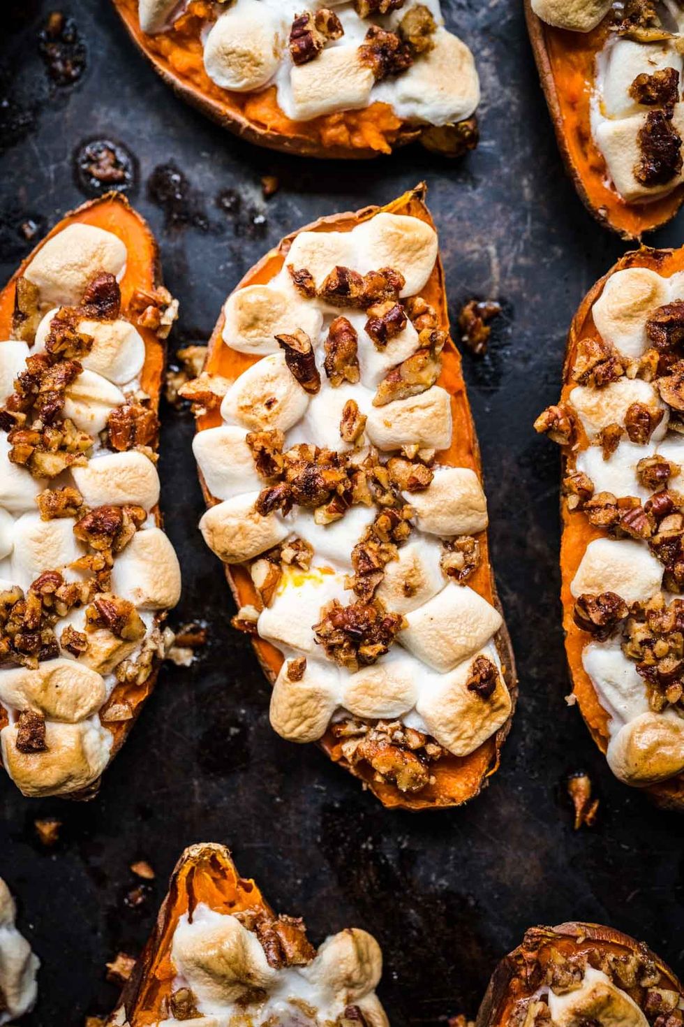 Twice baked sweet potatoes with marshmallows
