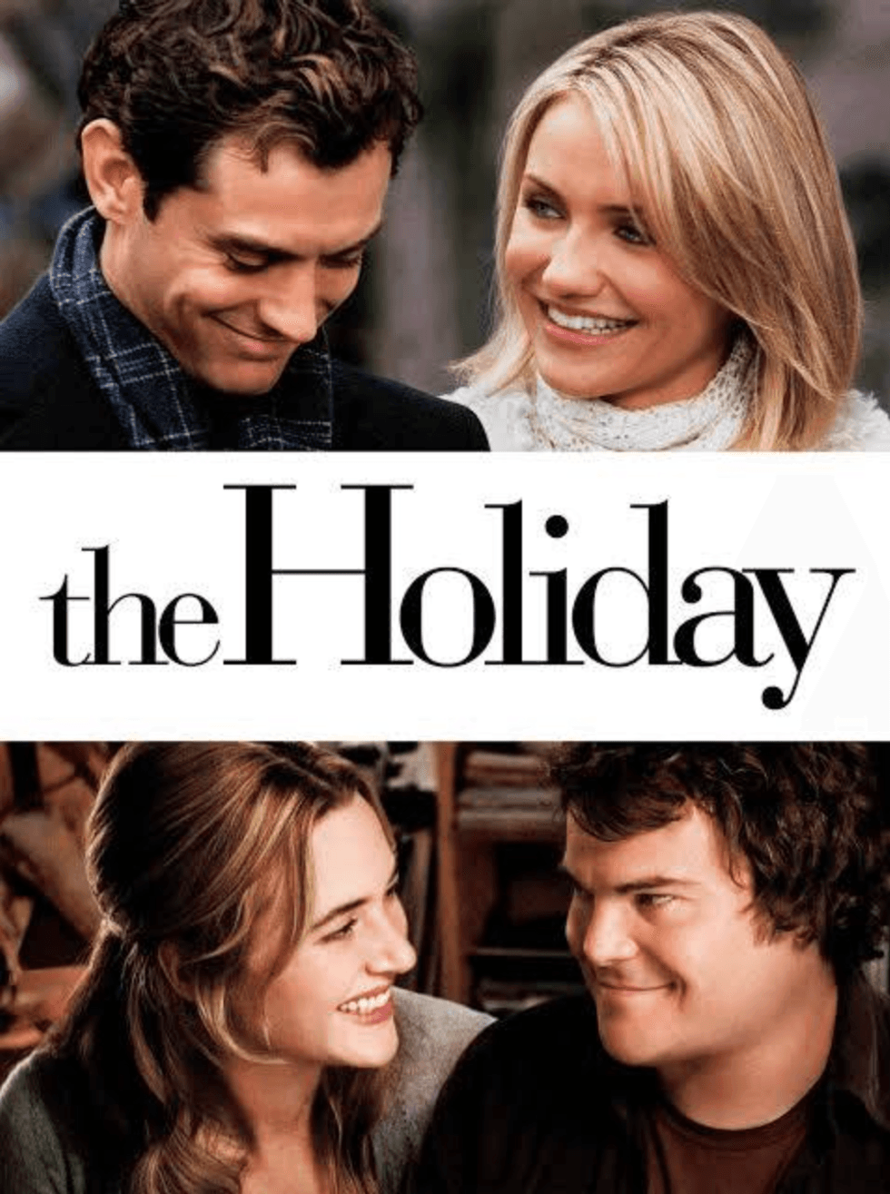 Two smiling couples from the movie "The Holiday" poster.