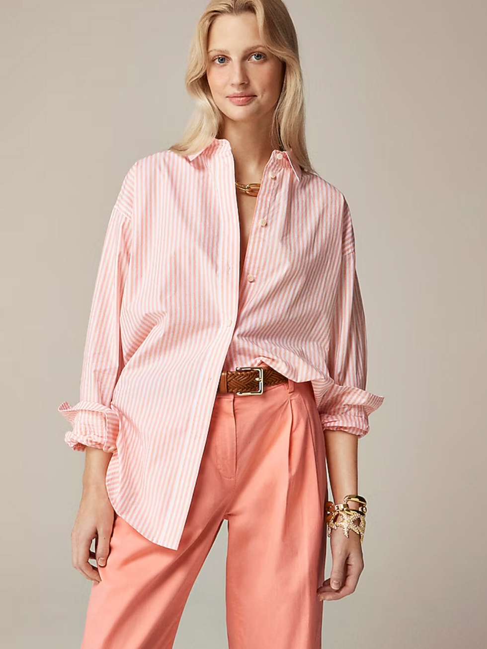 \u00c9tienne Oversized Shirt In Striped Cotton Poplin