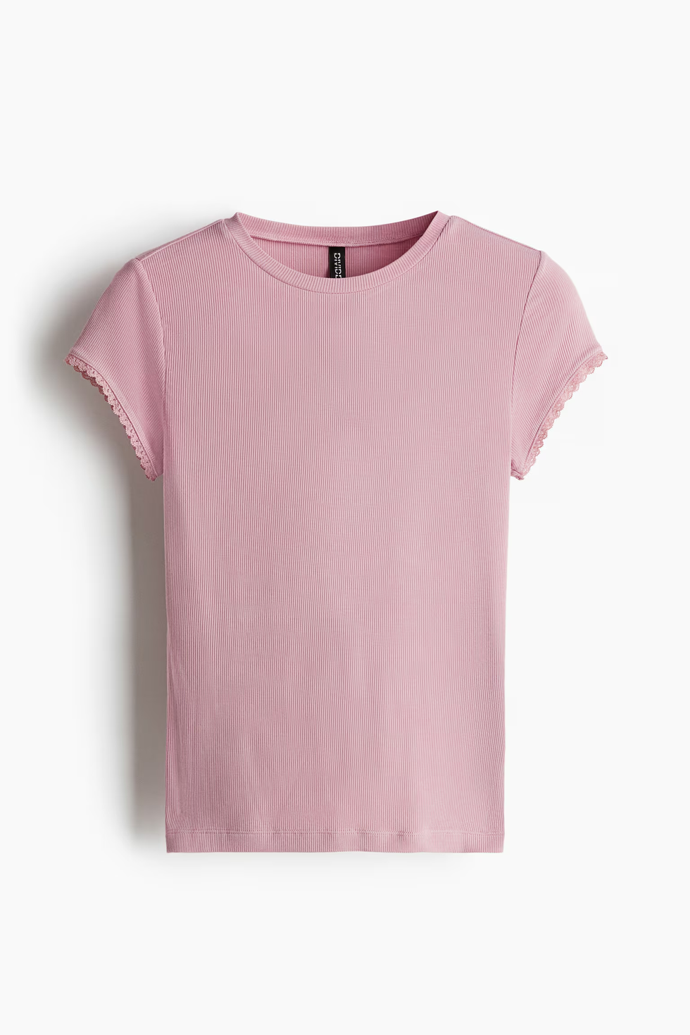 \u200b\u200b\u200bLace-Trimmed Ribbed T-Shirt