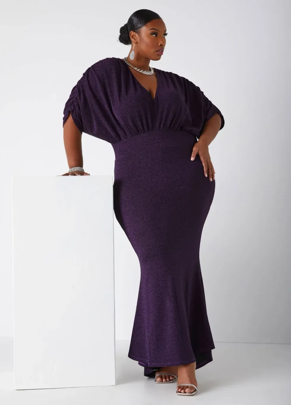 \u200b\u200bAshley Stewart Hi Low Lurex Mermaid Gown