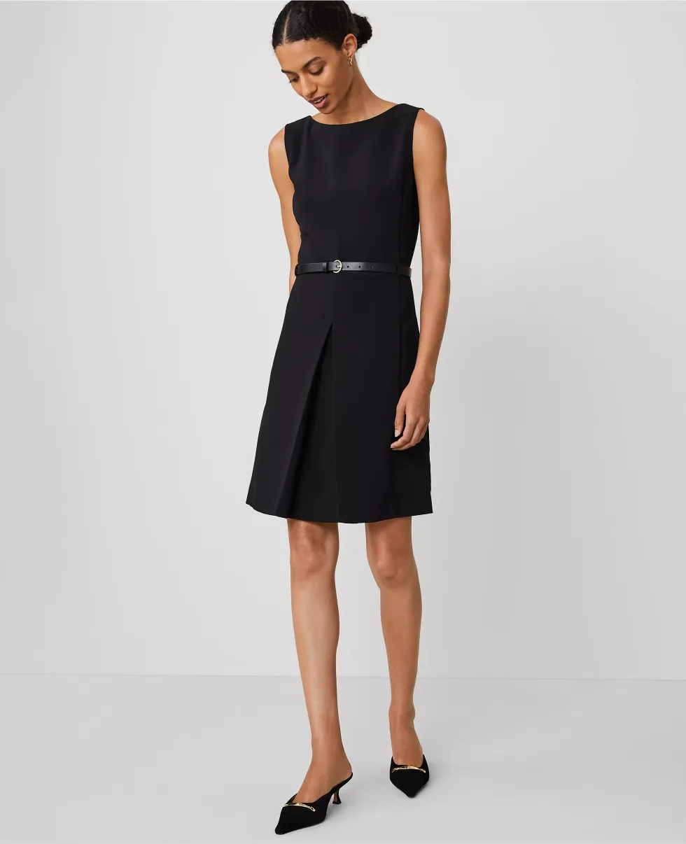 \u200bAnn Taylor Boatneck Pleat Front Belted Sheath Dress