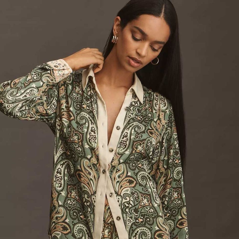 \u200bAnthropologie Conditions Apply Blooming Long-Sleeve Collared Blouse