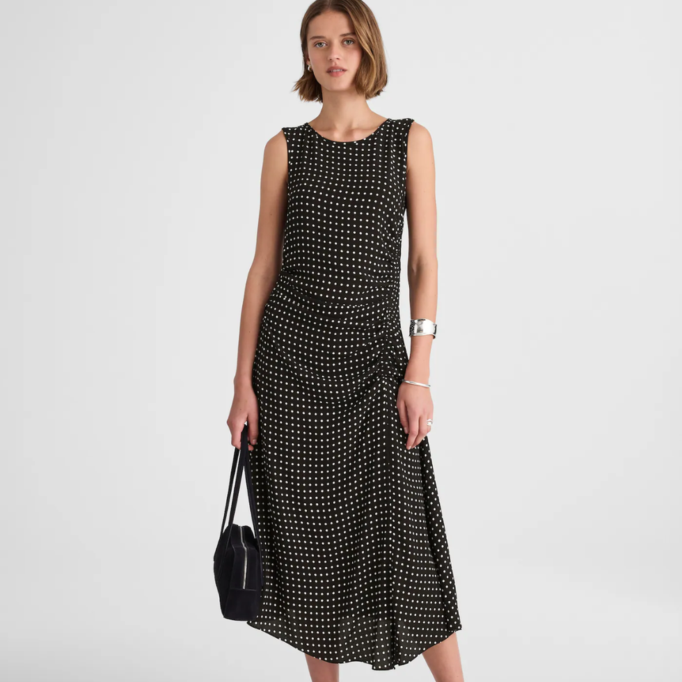 \u200bAsymmetrical Ruched Midi Dress