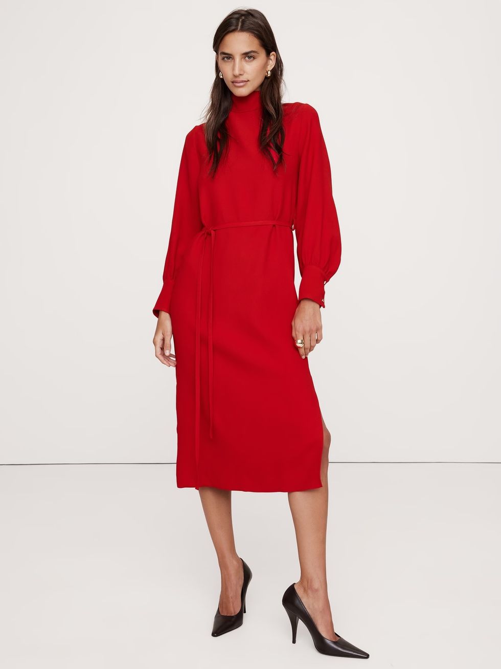 \u200bBanana Republic Crepe Mock-Neck Midi Dress