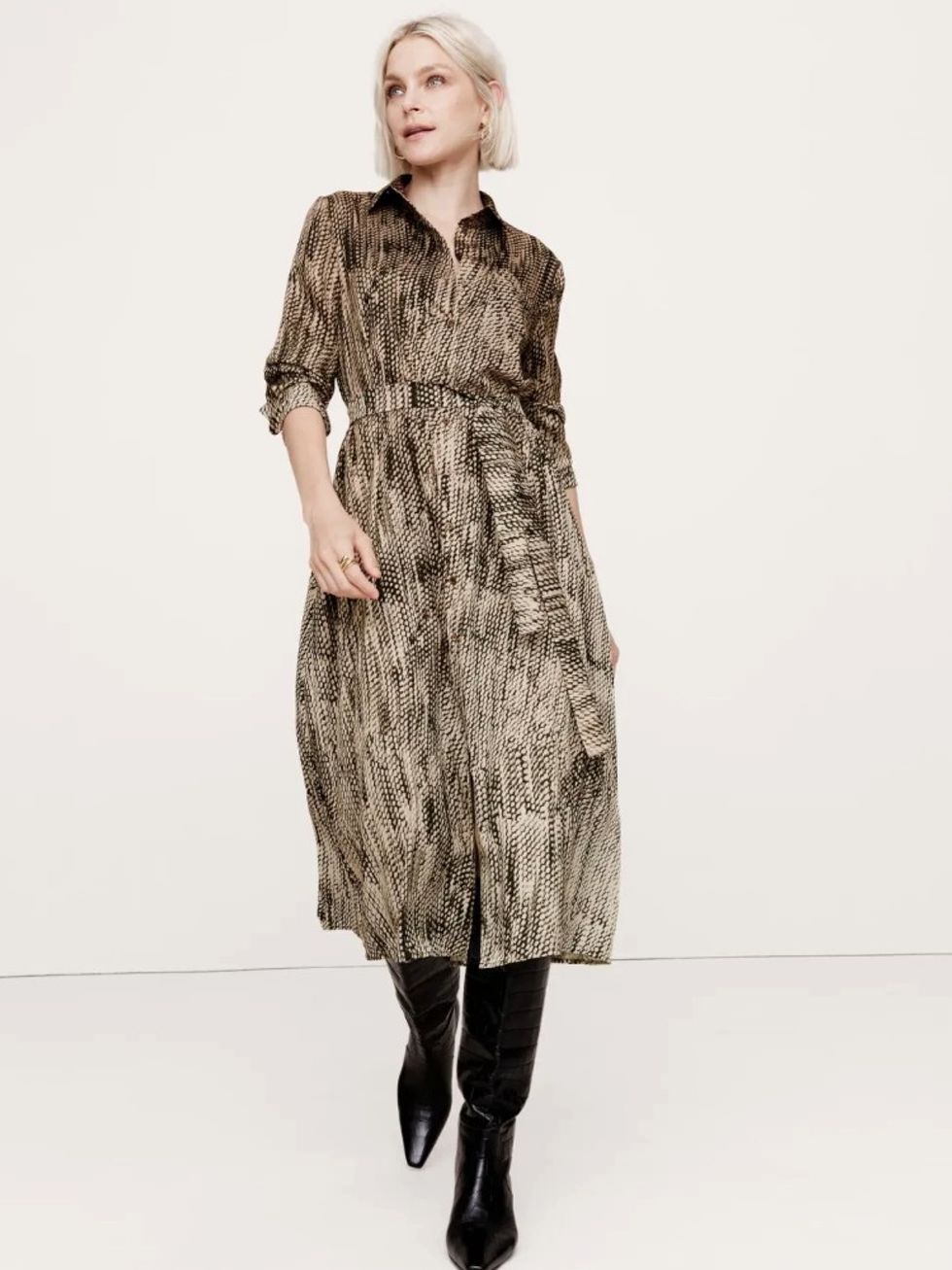 \u200bBanana Republic Oversized Snake Print Midi Dress