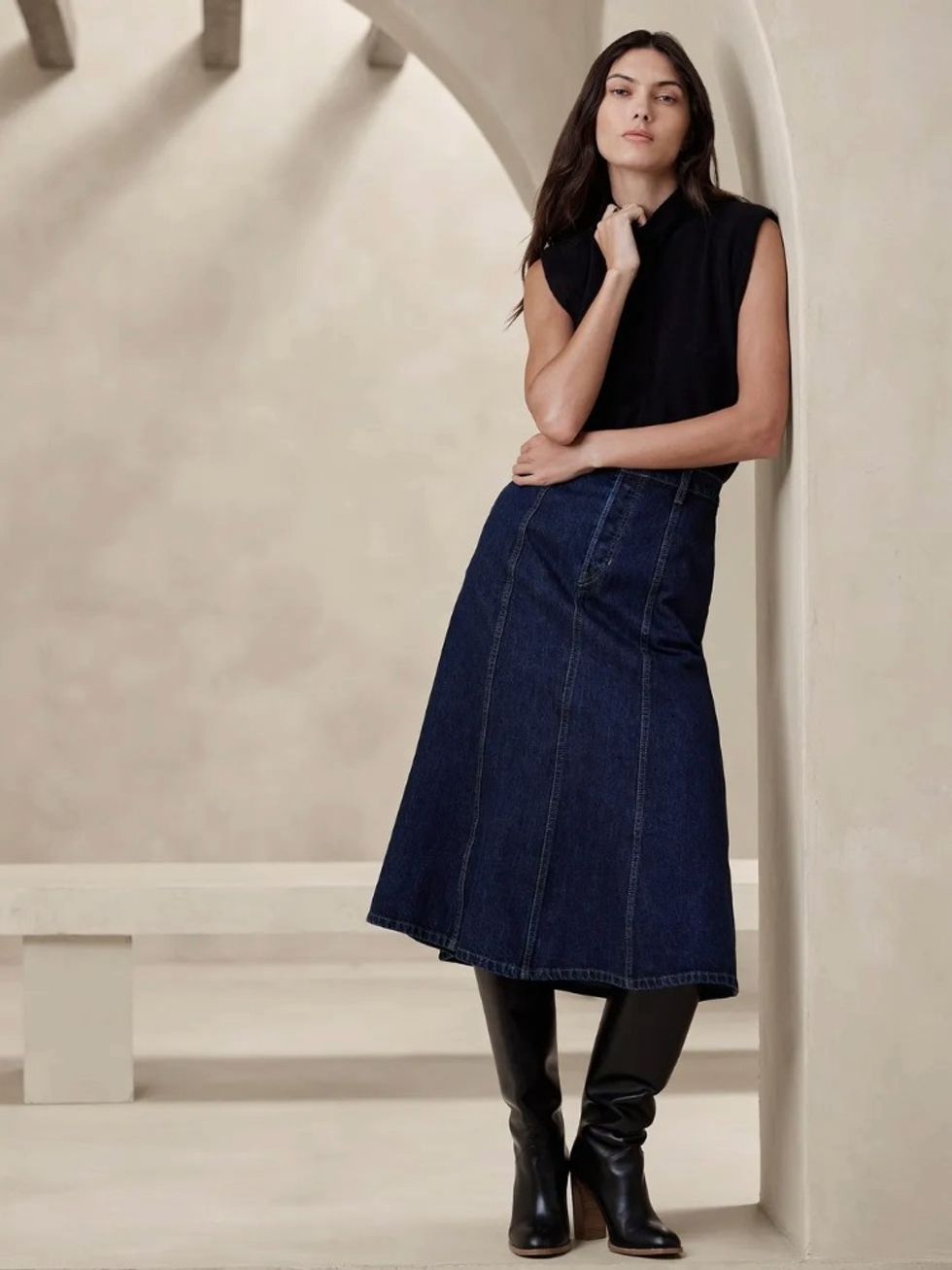 \u200bBanana Republic Pia Denim Midi Skirt