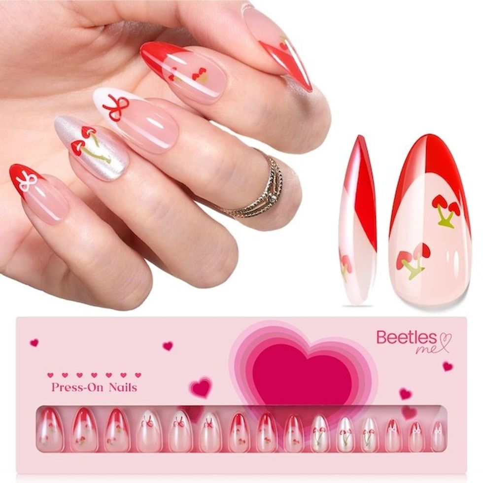 \u200bbeetles Gel Polish Valentines 'Cherry of Love' Nails