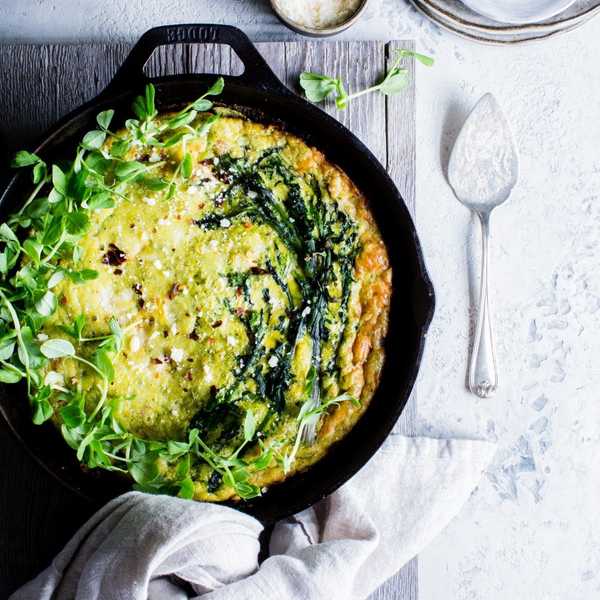 \u200bBroccoli Rabe Frittata With Pesto Ricotta