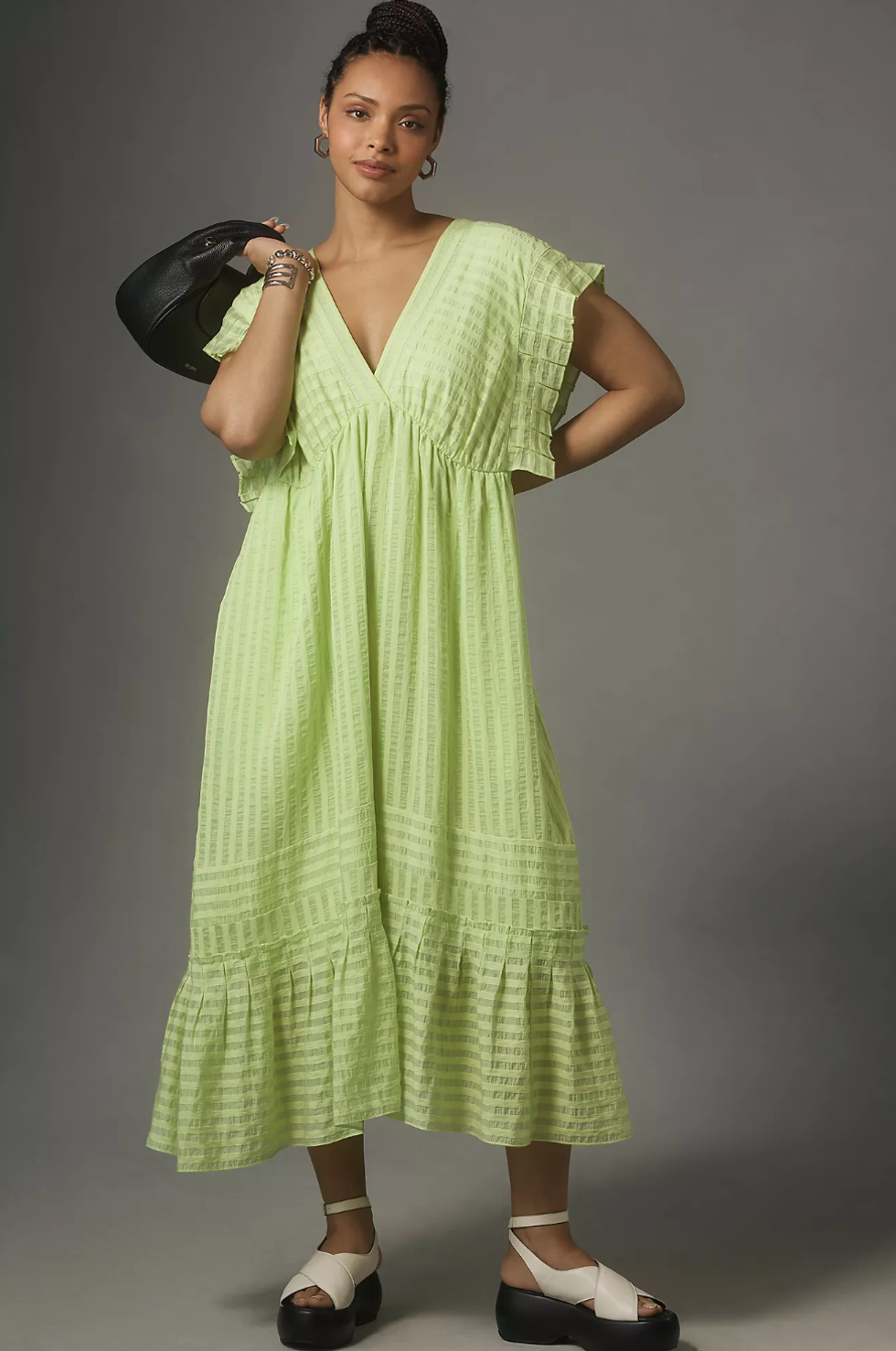 \u200bBy Anthropologie Flutter-Sleeve V-Neck Midi Dress