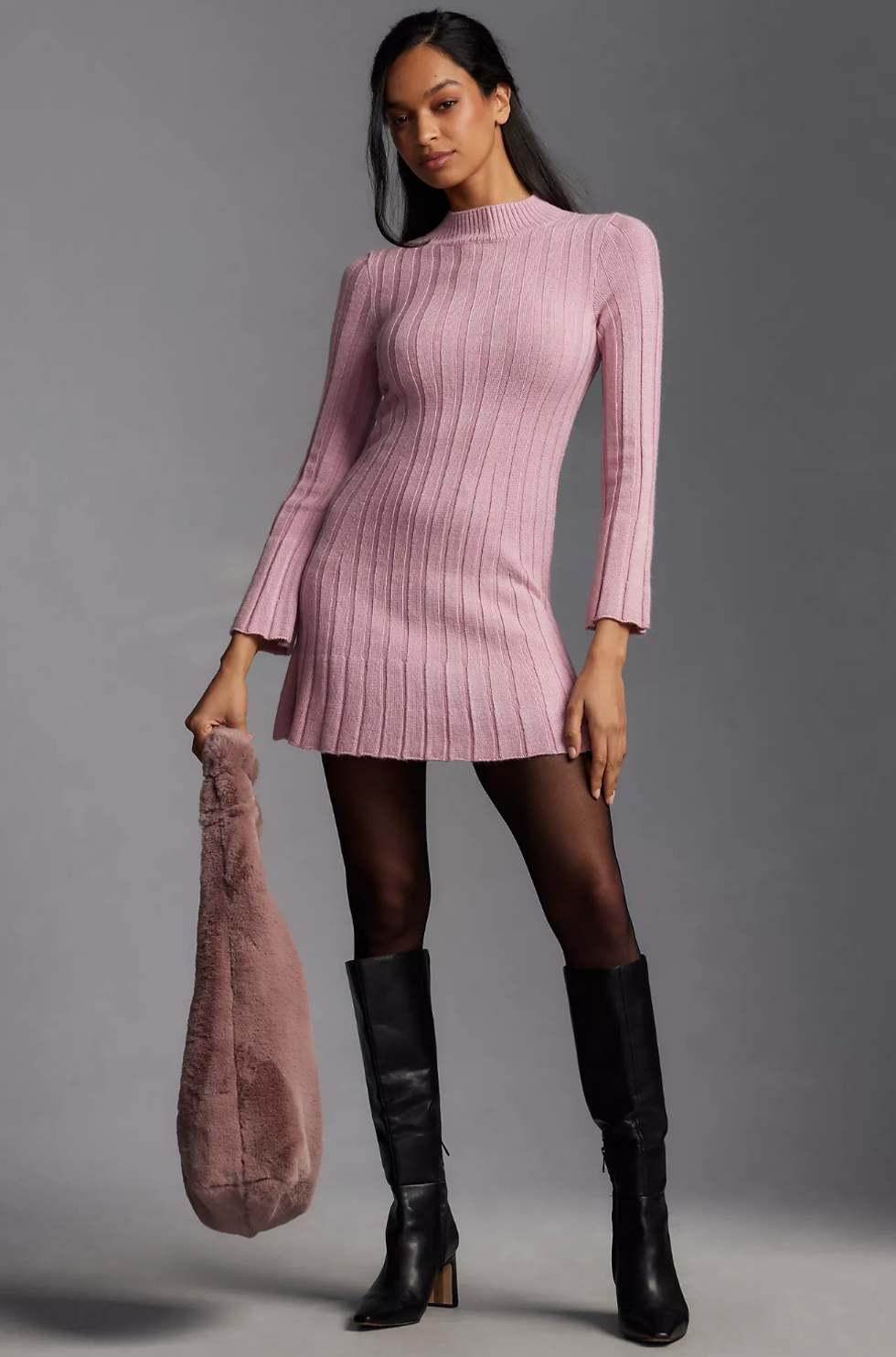 \u200bBy Anthropologie Long-Sleeve A-Line Sweater Mini Dress