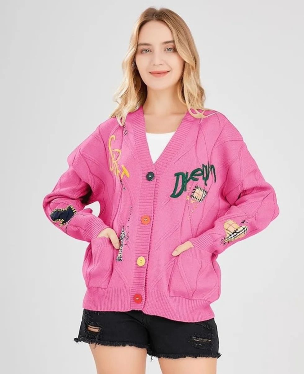 \u200bCable Knit Embroidered Cardigan