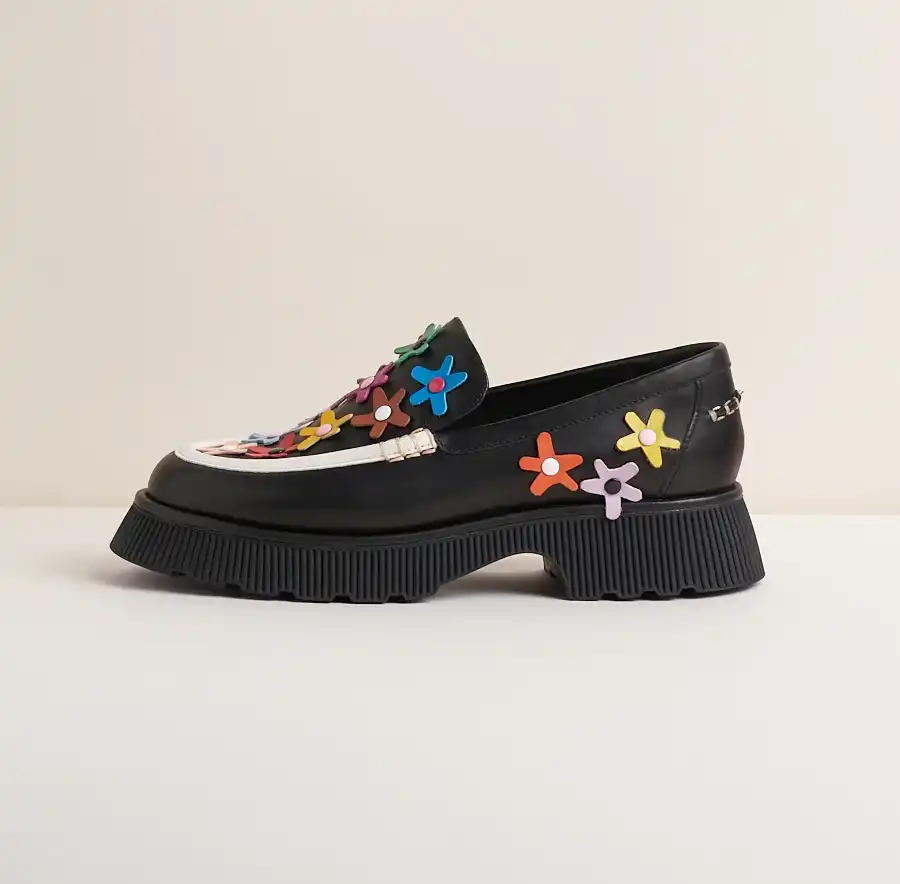 \u200bCharlotte Stone Black Floral Chelsea Loafers