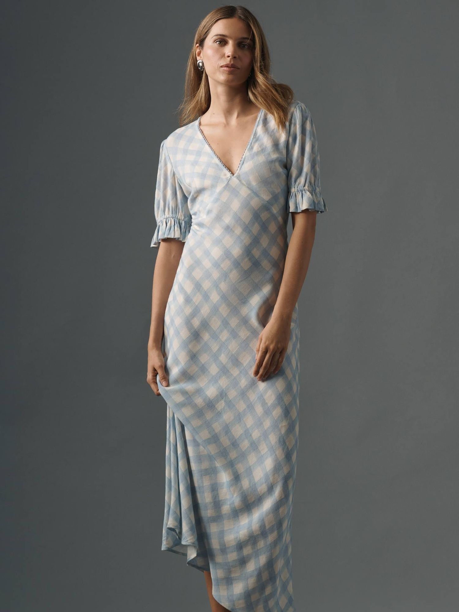 \u200bConditions Apply Eniya Linen Blend Short-Sleeve V-Neck Slip Maxi Dress