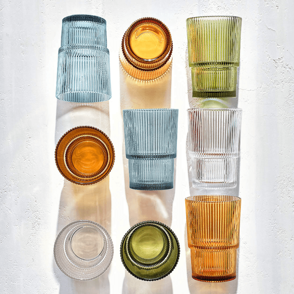 \u200bCrate & Barrel Atwell Spring Stackable Ribbed Double Old-Fashioned Glass