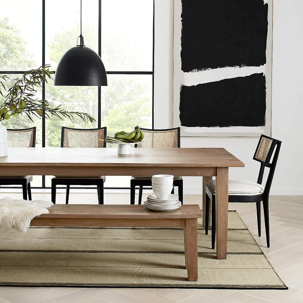 \u200bCrate & Barrel Basque Weathered Light Brown Solid Wood Dining Table