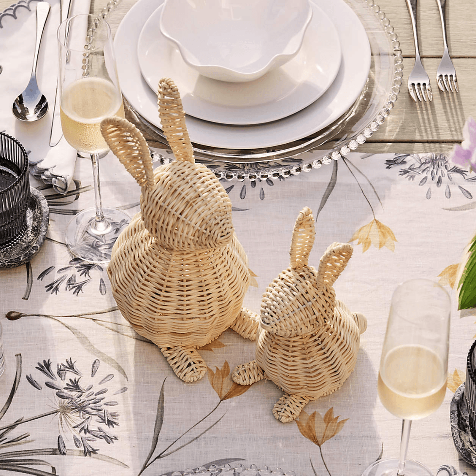 \u200bCrate & Barrel Small Rattan Bunny Decorative Sculpture
