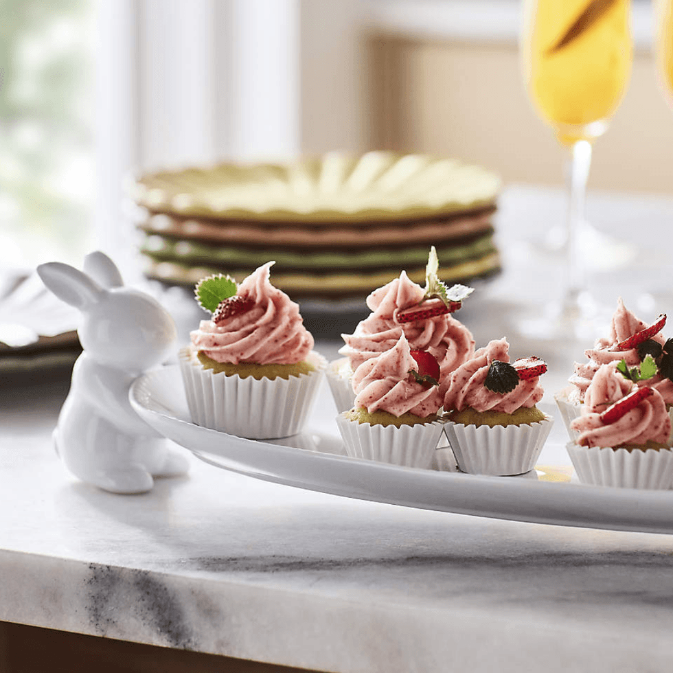 \u200bCrate & Barrel White Ceramic Bunny Platter