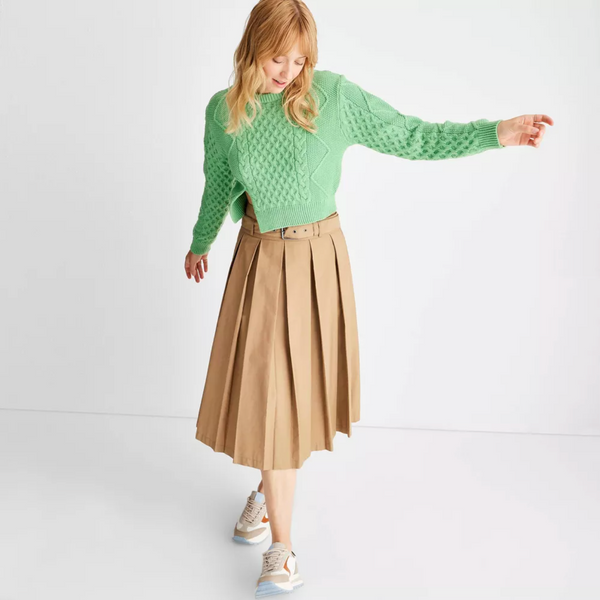 \u200bFuture Collective with Reese Blutstein Women's Belt Buckle Pleated Midi Skirt