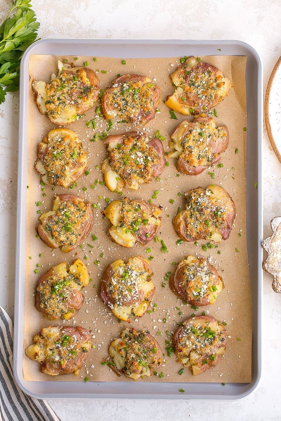 \u200bGarlic Parmesan Smashed Potatoes