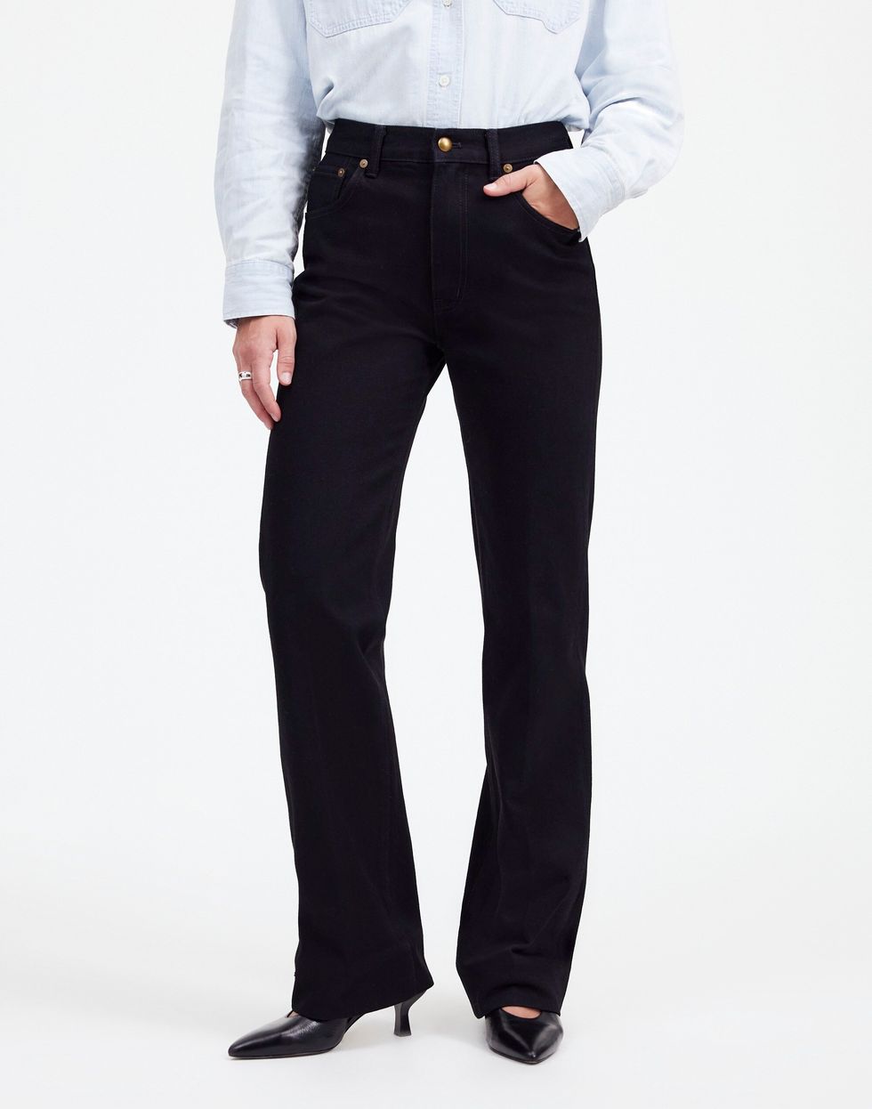 \u200bHigh-Rise Mini Bootcut Jeans in Outridge Wash