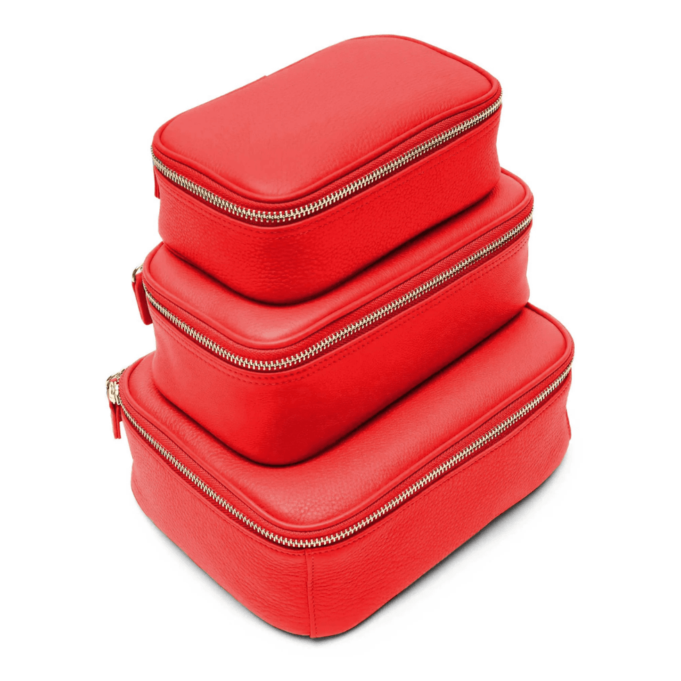 \u200bLeatherology Nested Travel Organizer Trio in Buoy Red
