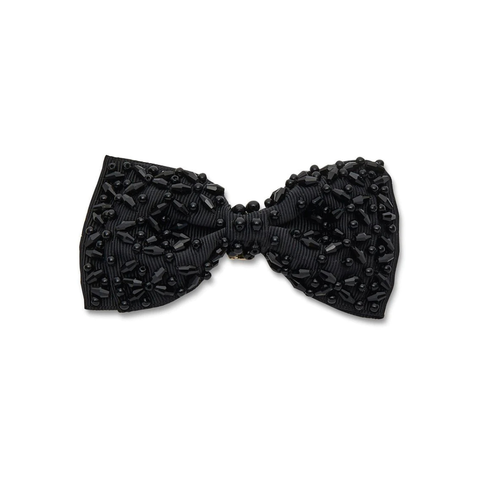 \u200bLeLe x SJP Jet Grosgrain Beaded Bow Barrette