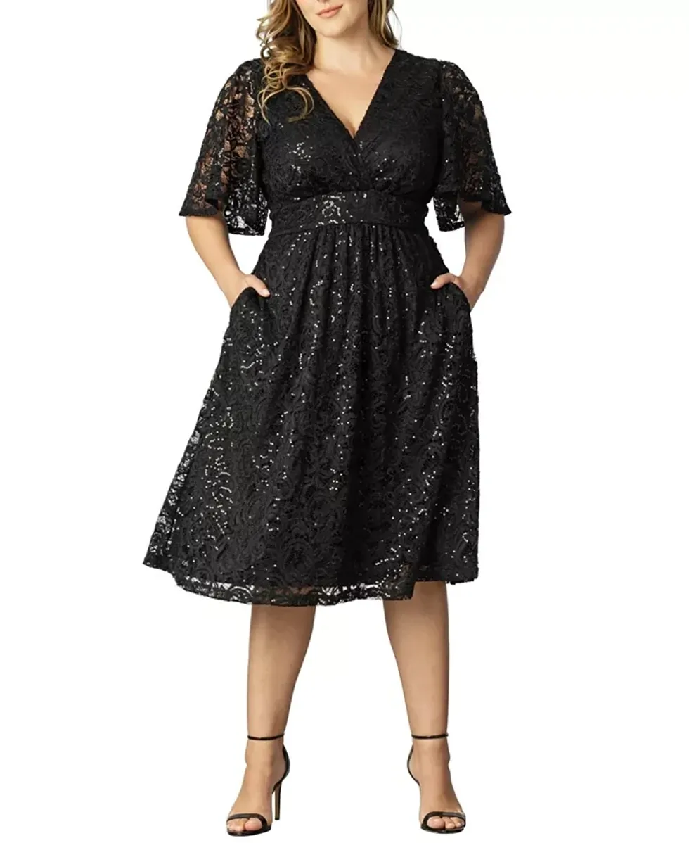 \u200bMacy's Kiyonna Starry Sequined Lace Dress