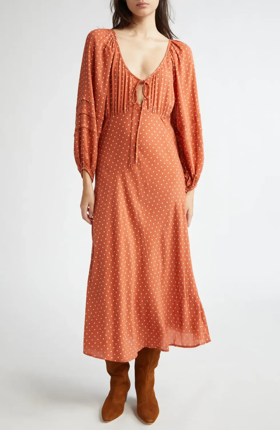 \u200bMille Suki Polka Dot Long Sleeve Cotton Blend Dress