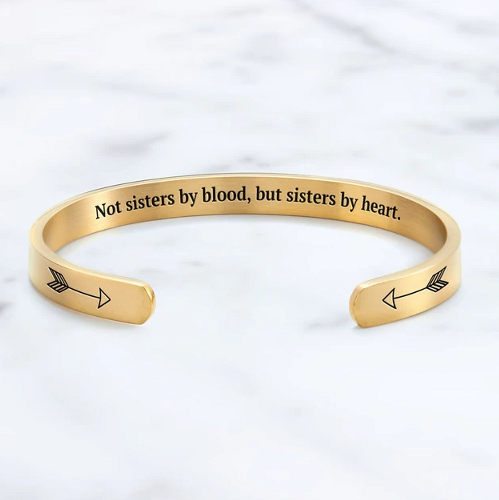 \u200bmint & lily Not Sisters By Blood But Sisters By Heart Personalizable Cuff Bracelet