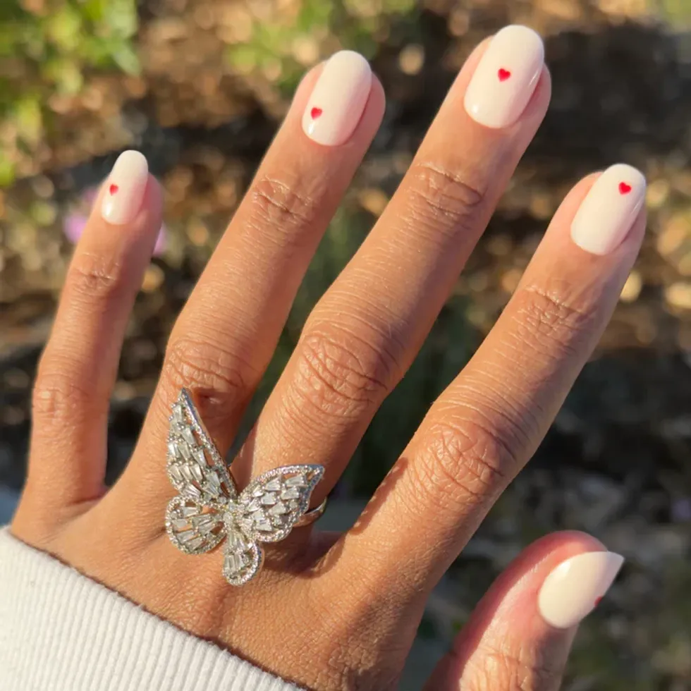 \u200bOlive and June Red Hearts Nails