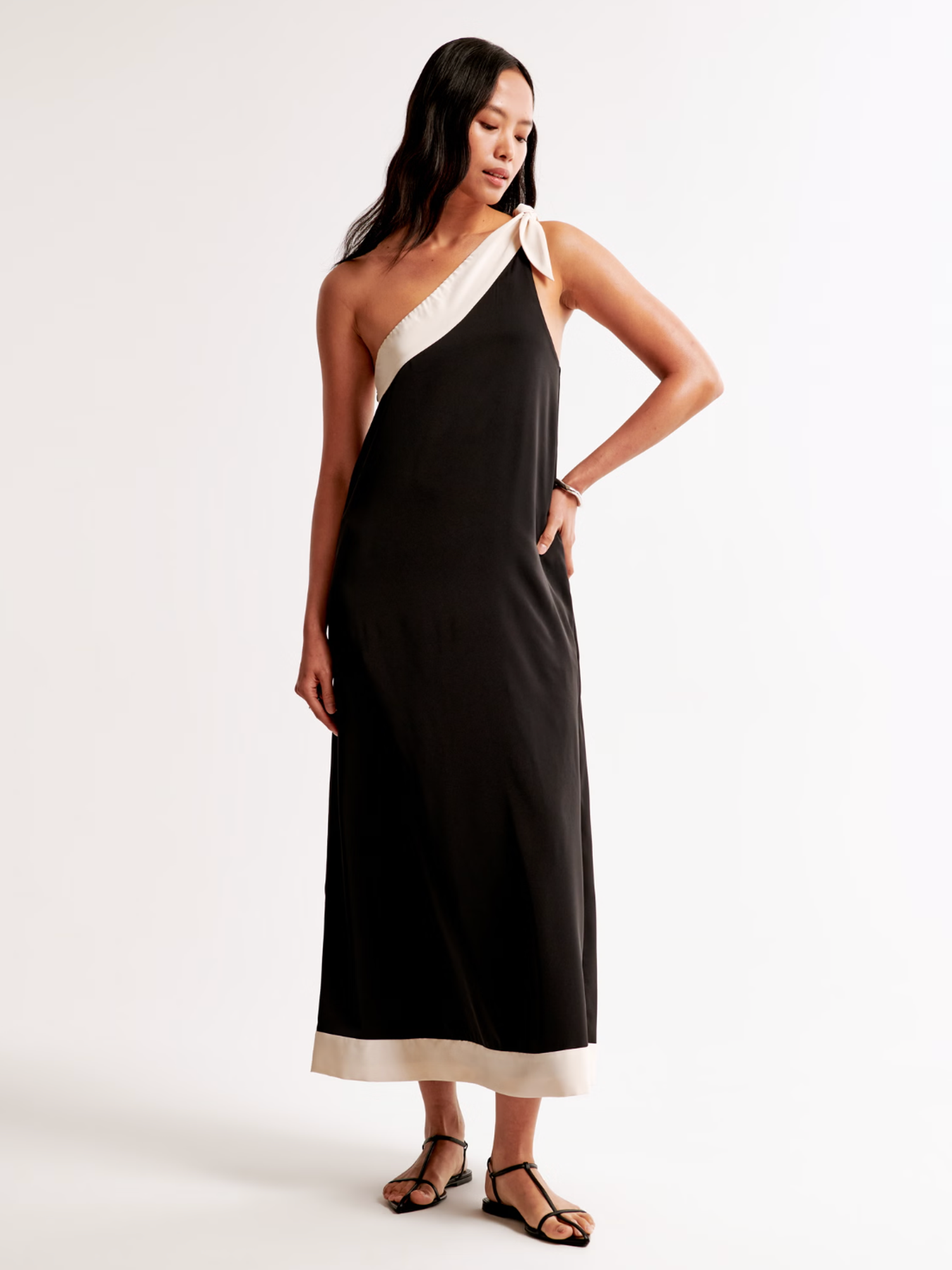 \u200bOne-Shoulder Scarf Midi Dress