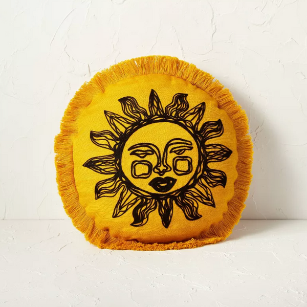 \u200bOpalhouse + Jungalow Round Embroidered Sun Fringe Decorative Throw Pillow