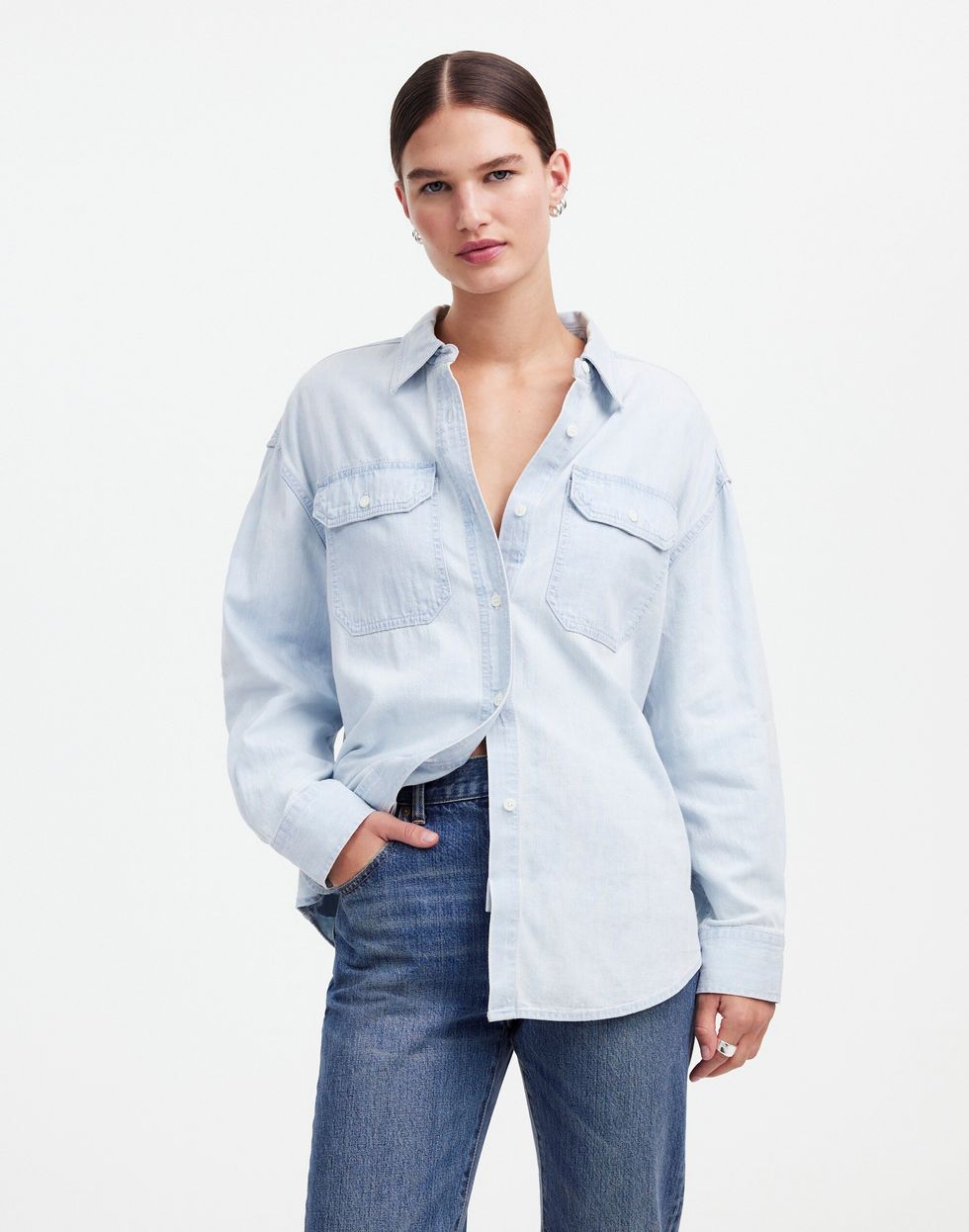 \u200bOversized Denim Shirt in Dunklin Wash
