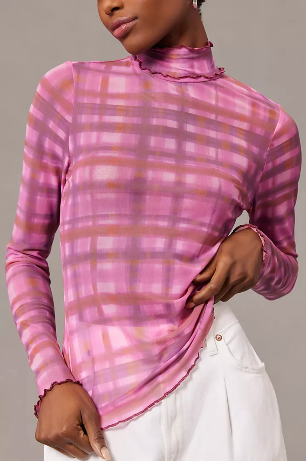 \u200bPilcro Plaid Turtleneck Top