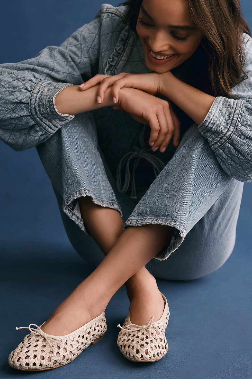 \u200bPilcro Woven Ballet Flats in Cream